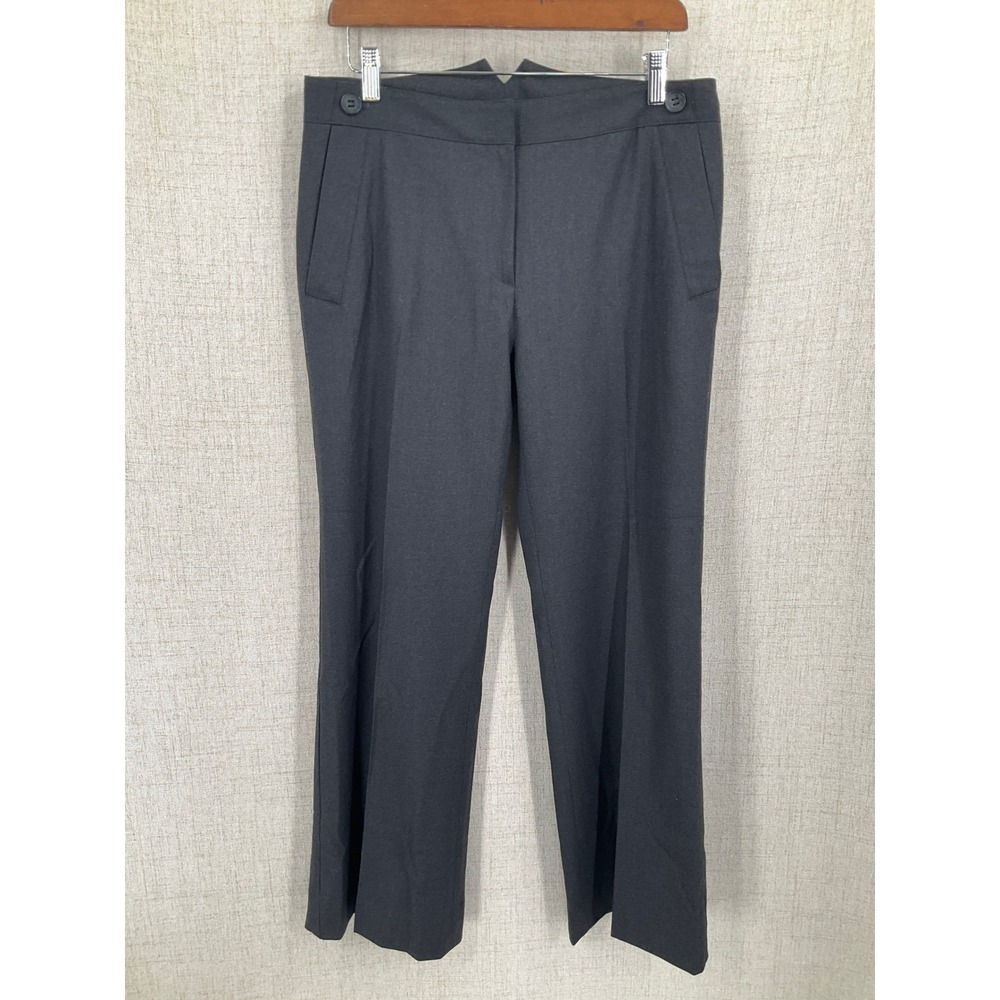 Premise Trousers Women 10 Charcoal Grey Wool Blend Wide Leg Classic Minimalist